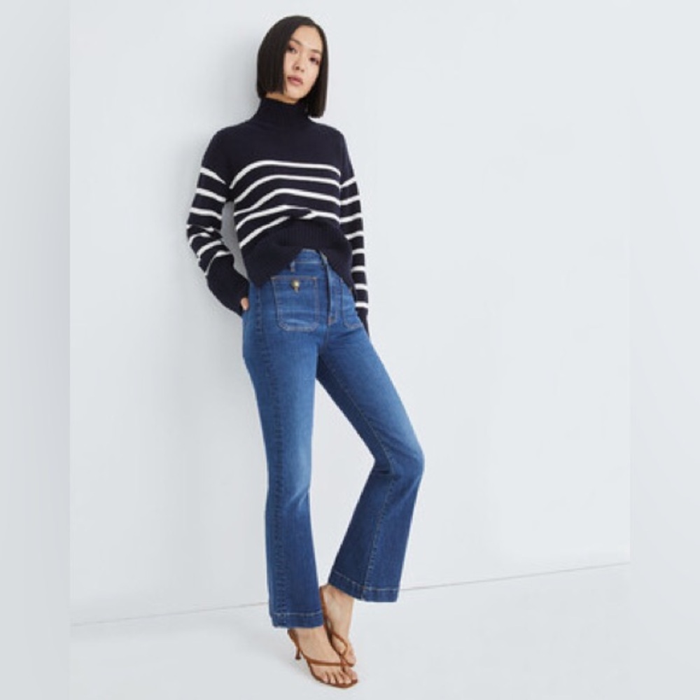Veronica Beard Carson High Rise Ankle Flare Jeans with Patch Pockets, Size 27